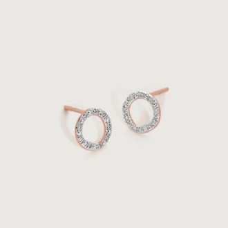 Monica Vinader Rose Gold Riva Diamond Circle Stud Earrings Diamond