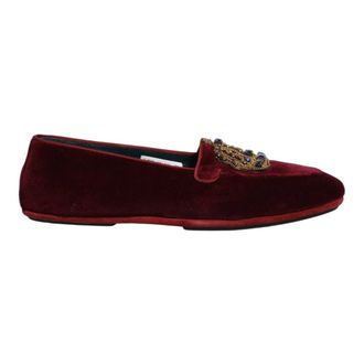 Dolce & Gabbana Loafers, male, Red, Size: 10 US Velvet Crown Loafers