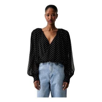 Rotate Rotate Birger Christensen, Overhemden, Dames, Zwart, M, Polyester, Wrap Blouse