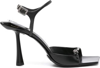 Benedetta Bruzziches 90mm crystal-buckle leather sandals - women - Calf Leather/Calf Leather/Calf Leather - 39 - Black