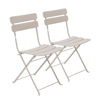 Oviala Lote de dos sillas plegables de acero beige claro