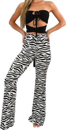 Blue Blush Its A Jungle Out There Bell Bottom Pants In Black And White