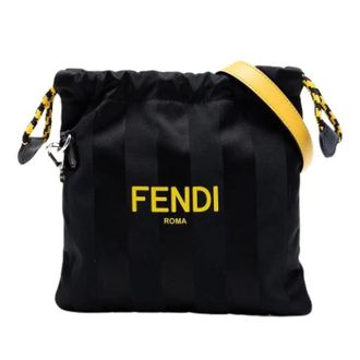 Fendi Pre-owned Bucket Bags, female, Black, Size: ONE SIZE Pre-owned Nylon Crossbody Bucket Bag