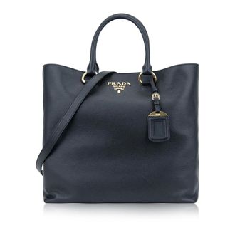 Prada Tote Bags, female, Black, Size: ONE SIZE Womens Shoulder Bag Magnetic Button