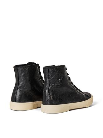 Balenciaga Mens Paris Logo High-Top Sneakers Black Shoes >