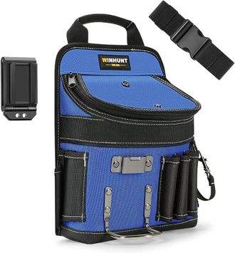 OEM Cintur&oacute;n De Herramientas Para Hombre, 14 Bolsillos Con Presillas Para Martillo Y Clip De Medici&oacute;n, M&uacute;ltiples Bolsillos, 32 X 21 X 7 Cm, Azul