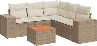 vidaXL Juego De Sof&aacute;s Jard&iacute;n Con Cojines 6 Pzas Rat&aacute;n Sint&eacute;tico Beige Vidaxl