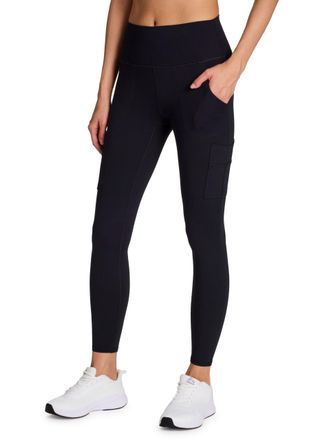 Avalanche Womens Outdoors Workout High Impact Full Length Cargo Pocket Legging, Black, S