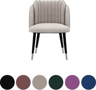 Life Interiors Life Interiors - Single Milano Velvet Dining Chair - Metal Legs w/ Silver End Caps - Dining Room Chair - Upholstered Chair - Modern Dining Chair w