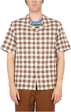Howlin Cocktail DAmore Shirt - Heren - Korte mouwen Overhemden - Bruin - XL - Katoen - Overhemden