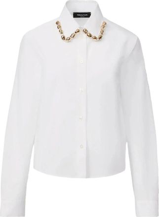 Fabiana Filippi Overhemden, Dames, Wit, XS, Katoen, Witte Katoenen Poplin Shirt met Nugget Borduurwerk