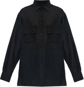 Yohji Yamamoto Shirt Met Zakken - Heren - Zakelijke Overhemden - Zwart - S - Linnen - Overhemden