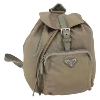 Prada Pre-owned Backpacks, female, Beige, Size: ONE SIZE Pre-owned Nylon Backpack