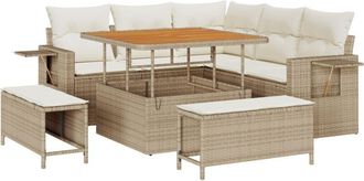 vidaXL Garden Sofa Set 8 pcs Beige and cream 100 x 100 x 71 cm Vidaxl