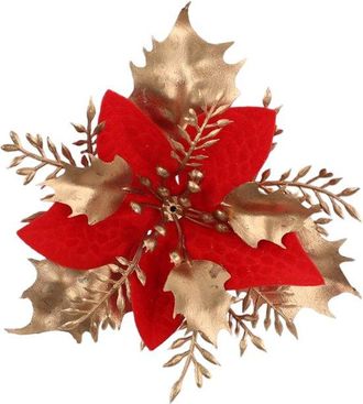 OEM 24 Flores Artificiales Navide&ntilde;as - Navidad - Decoraciones Navide&ntilde;as Brillantes - Adecuadas Para Coronas De &Aacute;rbol De Navidad - Estilo C