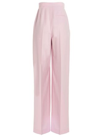 Alexander McQueen Front Pleat Wool Trousers - Pink