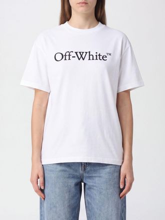 Off-white Slim Fit Cotton T-Shirt with Logo Print and Dropped Shoulders