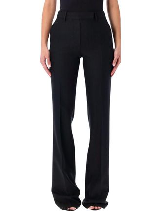 Tom Ford Black Tailored Straight-Leg Trousers In Herringbone Wool