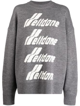 We11done Gray Pile intarsia-knit logo jumper - Grey
