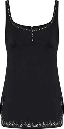 Paco Rabanne Zwarte Mouwloze Top met Borduurwerk - Dames - Tops zonder mouwen - Zwart - XS - Polyester - Tops
