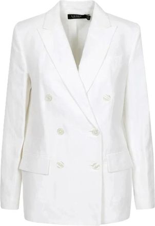 Ralph Lauren Narain Double-Breasted Linnenmix Blazer - Dames - Blazers - Wit - S - Linnen - Jassen