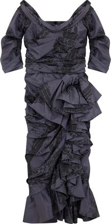 Moschino Kleedjes, Dames, Grijs, S, Polyester, Lange elegante jurk met V-hals