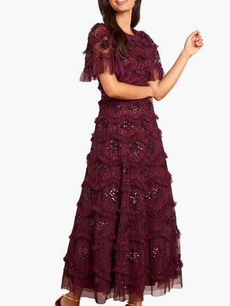Needle & Thread Daisy Wave Ankle Gown in Claret at Nordstrom, Size 16
