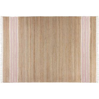 Beliani Beliani - Alfombra De Yute Beige Claro Natural Rosa Pastel Blanco 160 X 230 Cm A Mano Mirza