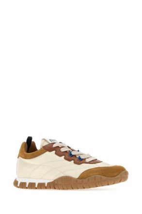 Miu Miu Womens Ivory Re-Nylon And Suede Sneakers Avoriocaramel