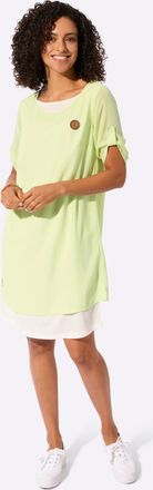 Casual Looks Sommerkleid CASUAL LOOKS Webkleid, Damen, Gr. 36, Normalgr&ouml;ssen, pistazie, ecru, 100% Polyester, unifarben, kurz, Rundhals, Kleider Sommerkleid