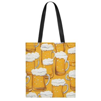 Generic Beer Mugs Pattern Womens Tote Casual Shopping Bag Lightweight Shoulder Bags Hobos Handbag for Work Travel Daily 35x40cm