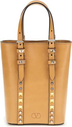 Valentino Garavani Rockstud Mini Schoudertas - unisex - Tassen - Bruin - Maat: ONE Size Leer