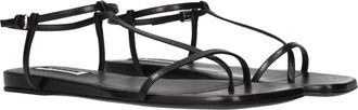 Jil Sander Leather T-Strap Sandals - Black