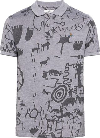 Vivienne Westwood graphic-print polo shirt - men - Cotton - XXXL - Grey