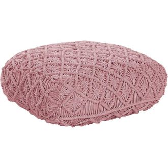 Beliani Pouffe Macram&eacute; BERRECHID Cotton Pink