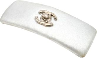 Chanel Pre-owned Vintage Barrette - Dames - Vintage Accessoires - Grijs - ONE Size - Leer - Vintage