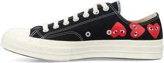 Comme Des Gar&ccedil;ons Schoenen, Dames, Zwart, 41 1/2 EU, Multi Heart Lage Sneakers