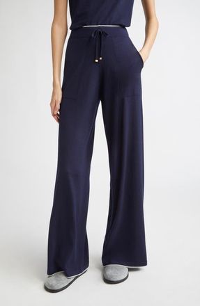Eleventy Merino Wool Wide Leg Pants in 11-75 Blue And Pearl at Nordstrom, Size Xx-Small