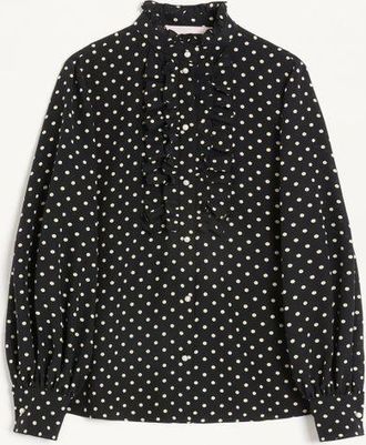 Valentino Camicia In Crepe De Chine Stampa Plusdepois Donna NERO/BETULLA 36