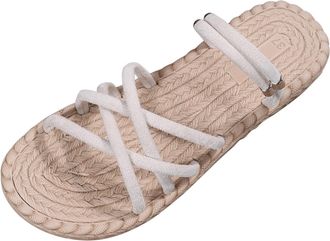 Generic Strap Sandals For Women Solid Color Strappy Crossover Sandals 2 In 1 Wide Sandal Roman Flat Sandal Breathable Beach Shoes Fashion Open Toe Shoes Espad