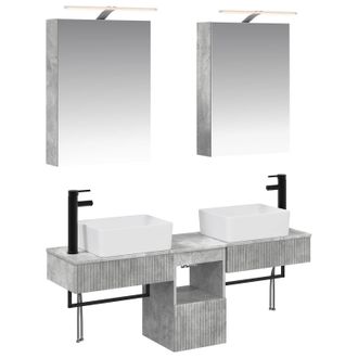 vidaXL Juego De Muebles De Ba&ntilde;o 5 Uds. Gris Hormig&oacute;n Vidaxl