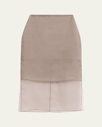 Brandon Maxwell Brett Layered Silk Organza Midi Pencil Skirt