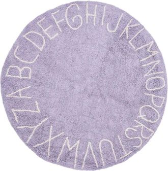 Beliani Area Rug Light Violet Cotton &oslash; 120 cm Round Handmade with Alphabet Boho Style Living Room Kids Childrens Room VURGUN