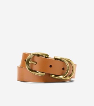 Cole Haan Womens 25Mm Slim Double Loop Belt - Beige Size Medium