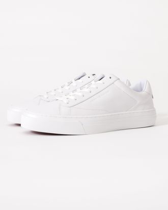 Tommy Hilfiger Mens Premium Dress Trainers Logo Detail in White Leather - Size UK 10.5