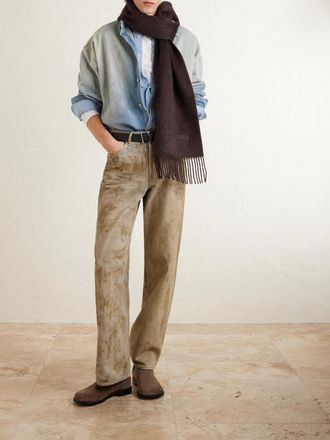 Acne Studios Vinnie Fringed Logo-Embroidered Alpaca and Wool-Blend Scarf