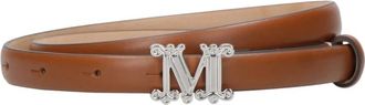 Max Mara Bruin leren riemen met monogramgesp - Dames - Riemen - Bruin - S - Accessoires
