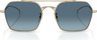 Oliver Peoples TK-14 53mm Geometric Sunglasses in Gold /Marine Gradient at Nordstrom