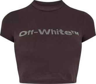 Off-white Dames/Dames Bling Bounce Crop T-shirt (Donkergrijs)