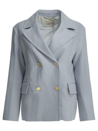 Max Mara Linnen blazer met dubbele rij knopen
